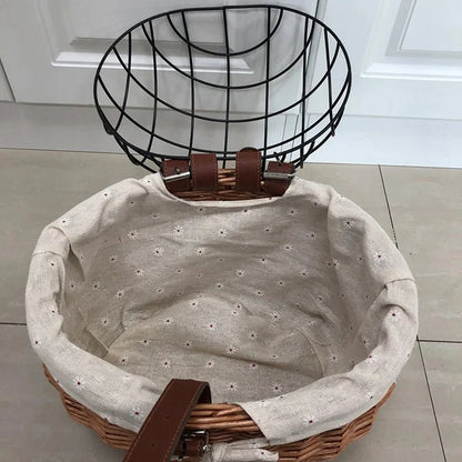 Honden Fietsmand Rieten Stijl – Stevige Hondenmand op Fiets