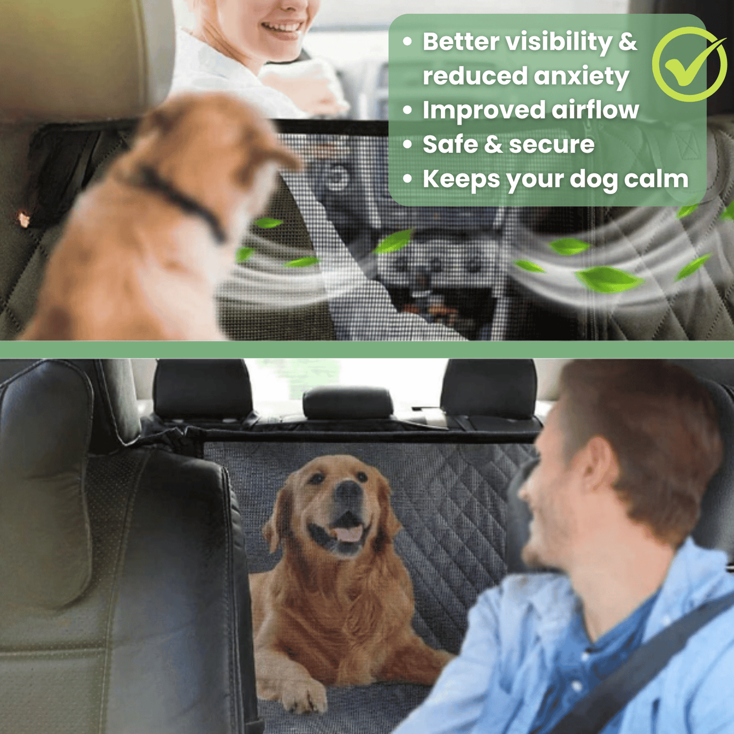 Waterdichte Honden Autostoelhoes Achterbank met Ademend Mesh Venster