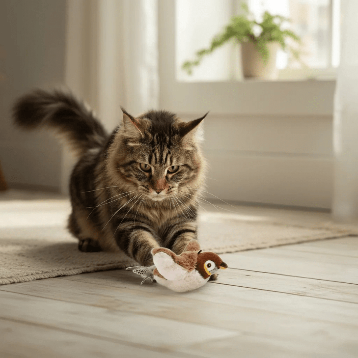 Interactief Speelgoed Kat – Knuffel Kat Simulatie Vogel Speelgoed Met Geluid en Beweging