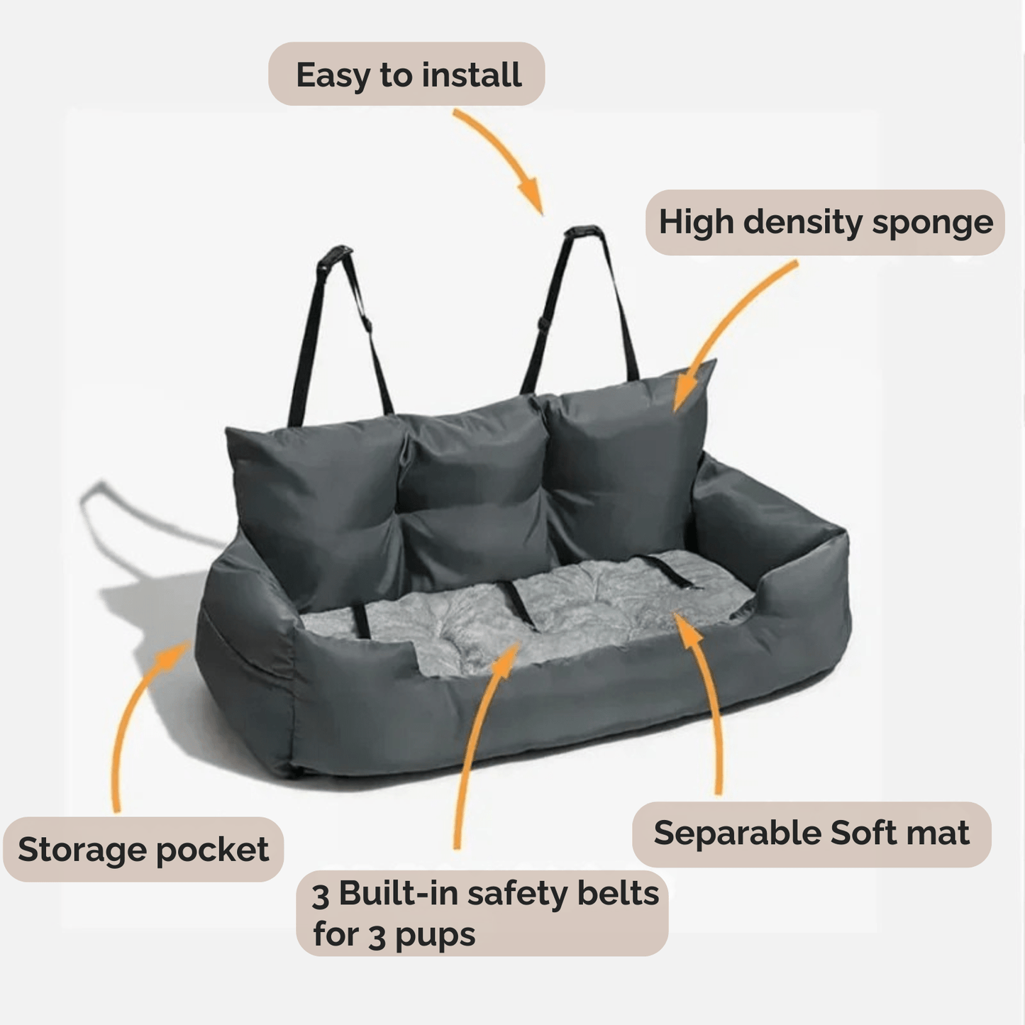 Auto hondenmand - Katoenen Hondenmand voor in Auto - Comfortabel en Zacht