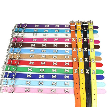 Leren Hondenhalsband met Botdecoratie