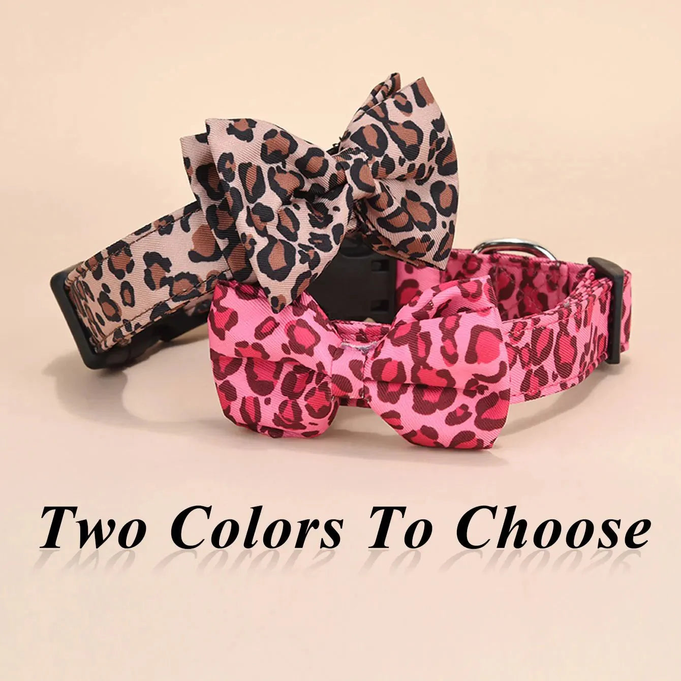 Luxe Halsband met Luipaardprint en Afneembare Strik