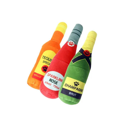 Pluche Hondenspeeltje Drankfles – Piepend Kauwspeelgoed
