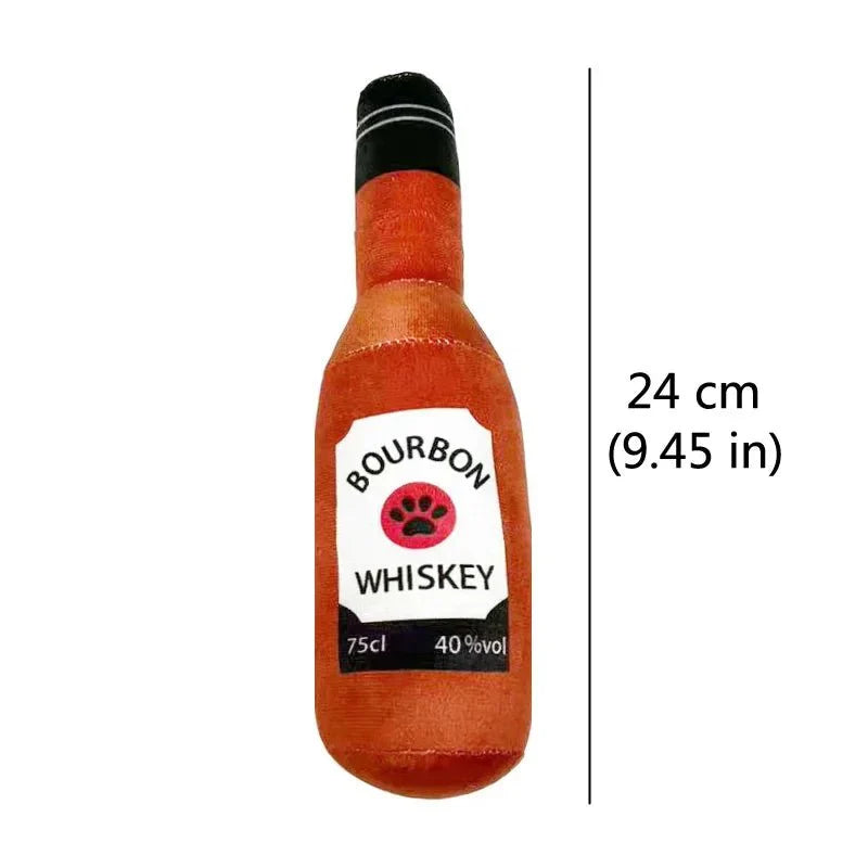 Pluche Hondenspeeltje Drankfles – Piepend Kauwspeelgoed