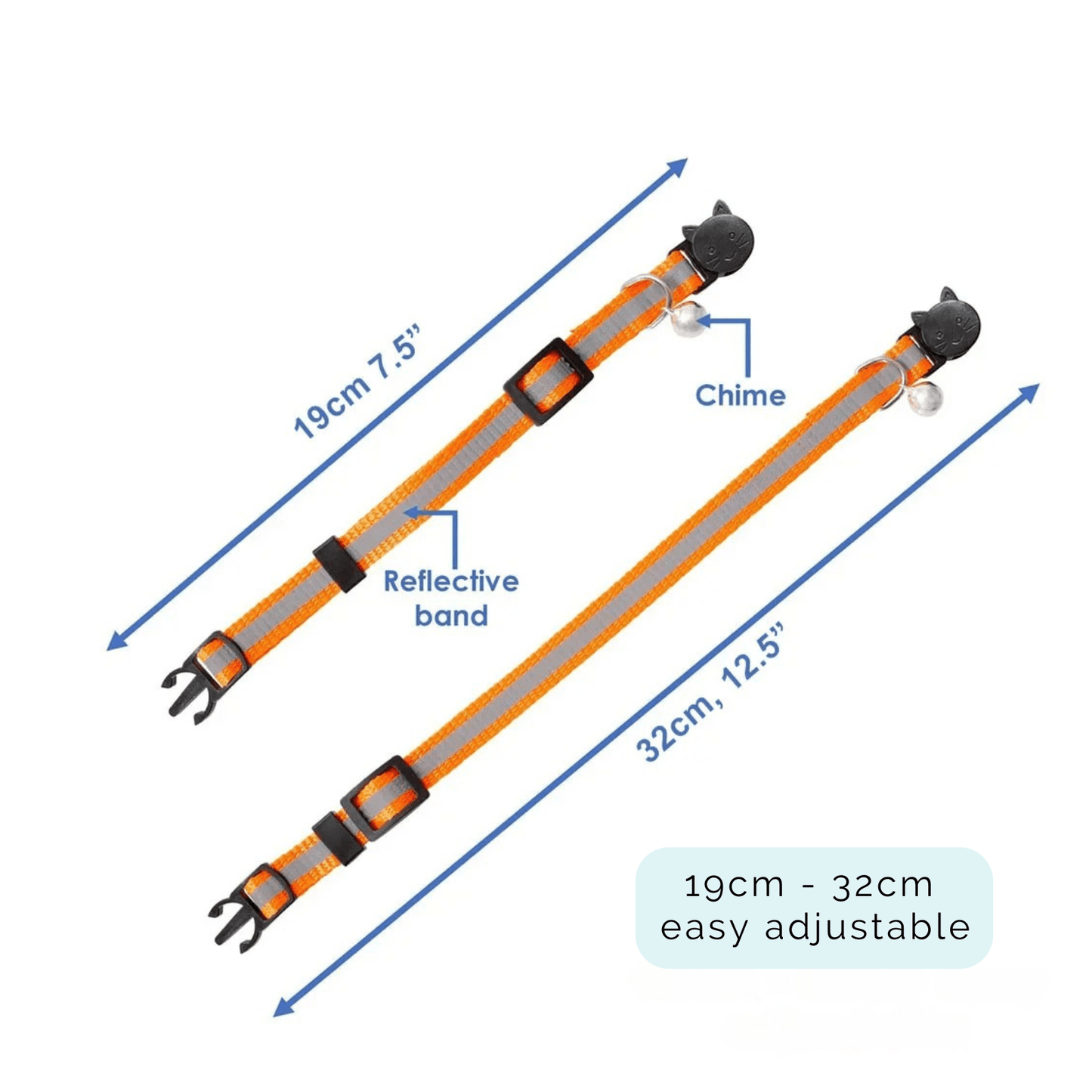 Reflecterende Breakaway Halsband met Belletje voor Katten