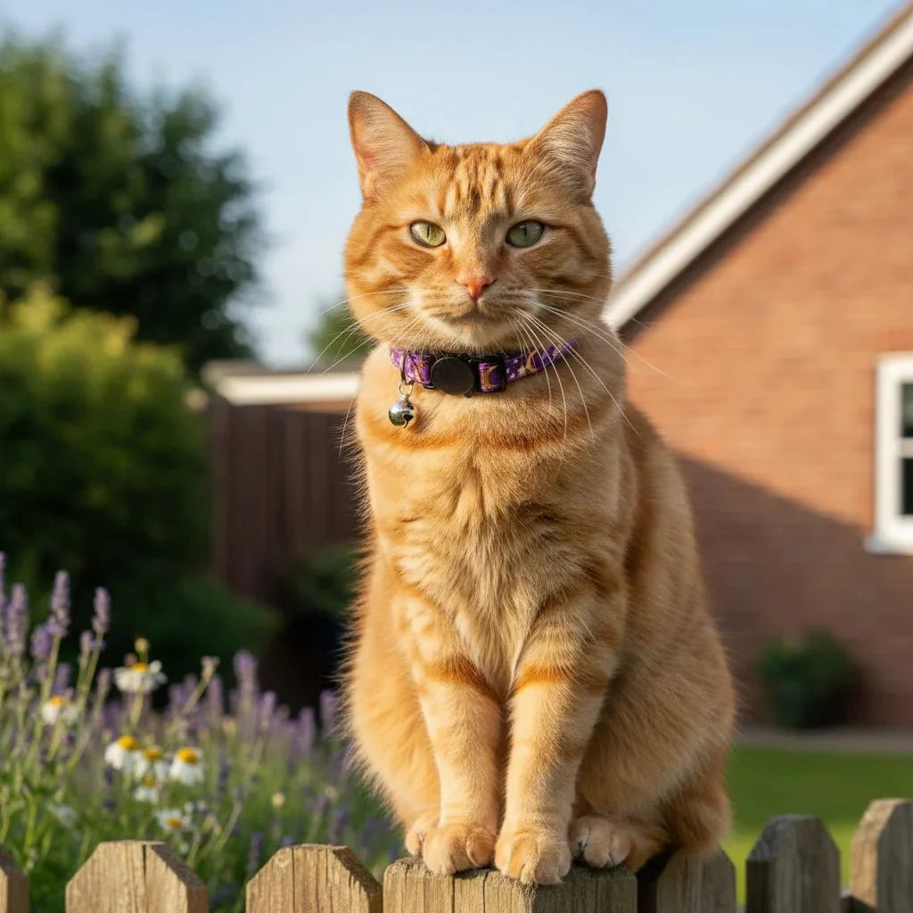Reflecterende Kattenhalsband met Sterren & Maan - Veiligheidssluiting Halsbandje Kat
