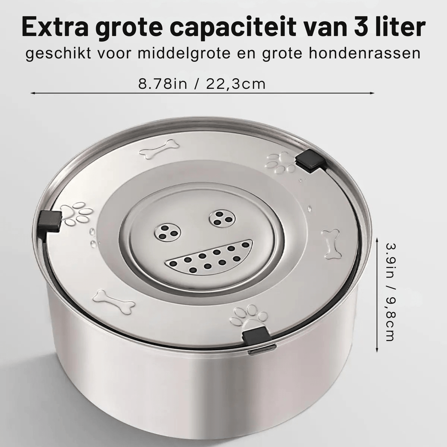 RVS Anti-Mors Waterbak voor Honden – 1L of 3L