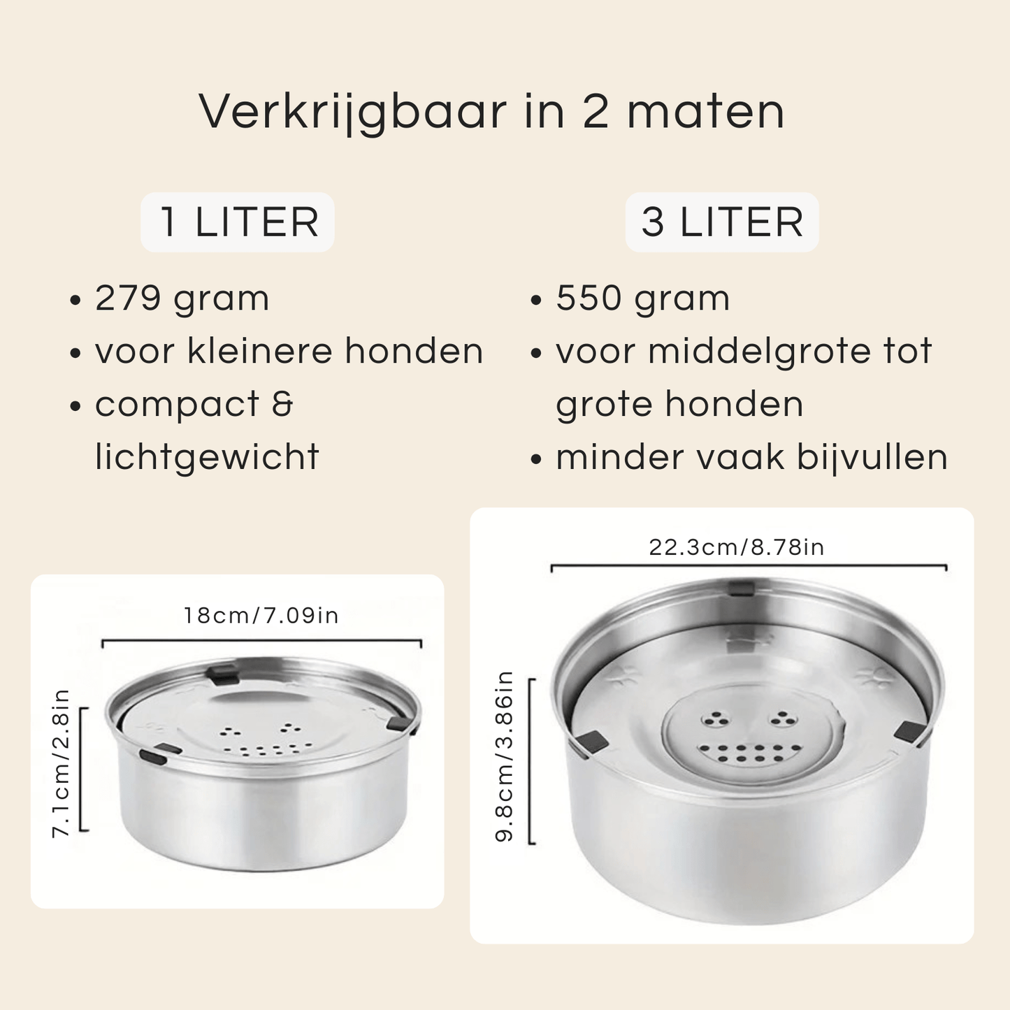 RVS Anti-Mors Waterbak voor Honden – 1L of 3L