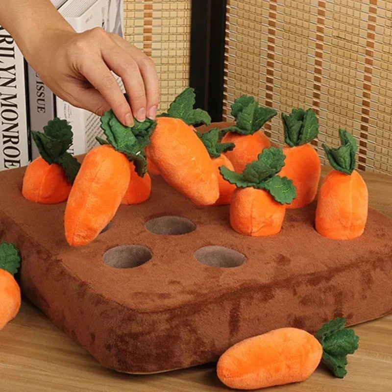 Snuffelmat met Pluche Wortels – Interactief Hondenspeelgoed