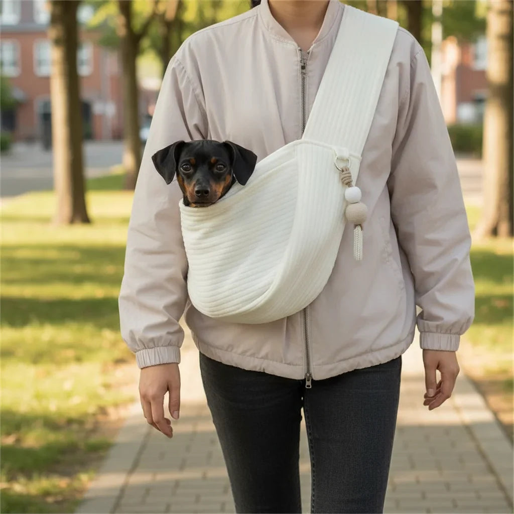 CozyCarry Slingbag Handgemaakt – Ademende Nylon Schoudertas voor Kat en Kleine Hond