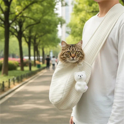 CozyCarry Slingbag Handgemaakt – Ademende Nylon Schoudertas voor Kat en Kleine Hond