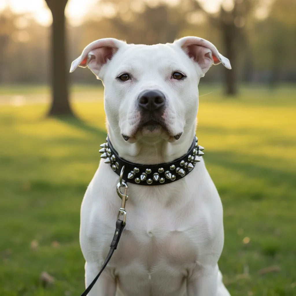 ToughHide Leren Hondenhalsband & Riem Set – Verstelbare Halsband met Spikes voor Sterke Honden