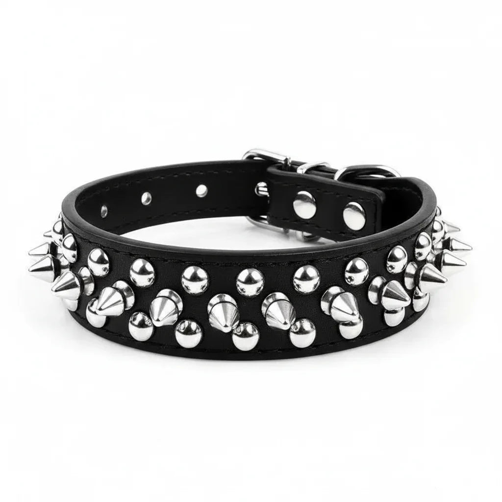 ToughHide Leren Hondenhalsband & Riem Set – Verstelbare Halsband met Spikes voor Sterke Honden