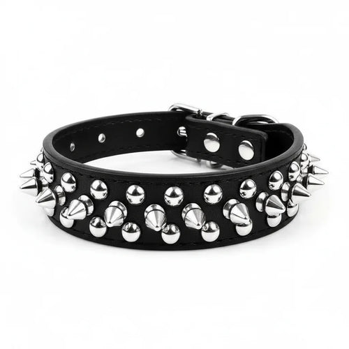 ToughHide Leren Hondenhalsband & Riem Set – Verstelbare Halsband met Spikes voor Sterke Honden