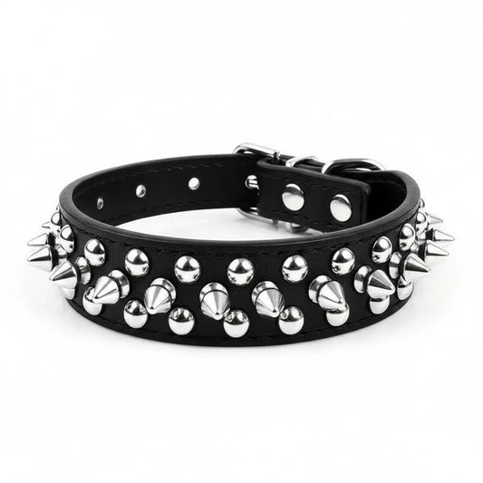 ToughHide Leren Hondenhalsband & Riem Set – Verstelbare Halsband met Spikes voor Sterke Honden