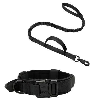 PowerPaw Tactische Hondenhalsband & Riem Set – Verstelbare Nylon Halsband met Schokdempende Bungee Hondenriem