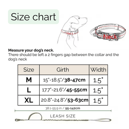 PowerPaw Tactische Hondenhalsband & Riem Set – Verstelbare Nylon Halsband met Schokdempende Bungee Hondenriem