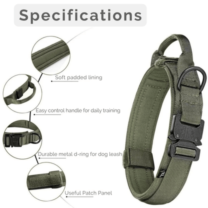 PowerPaw Tactische Hondenhalsband & Riem Set – Verstelbare Nylon Halsband met Schokdempende Bungee Hondenriem