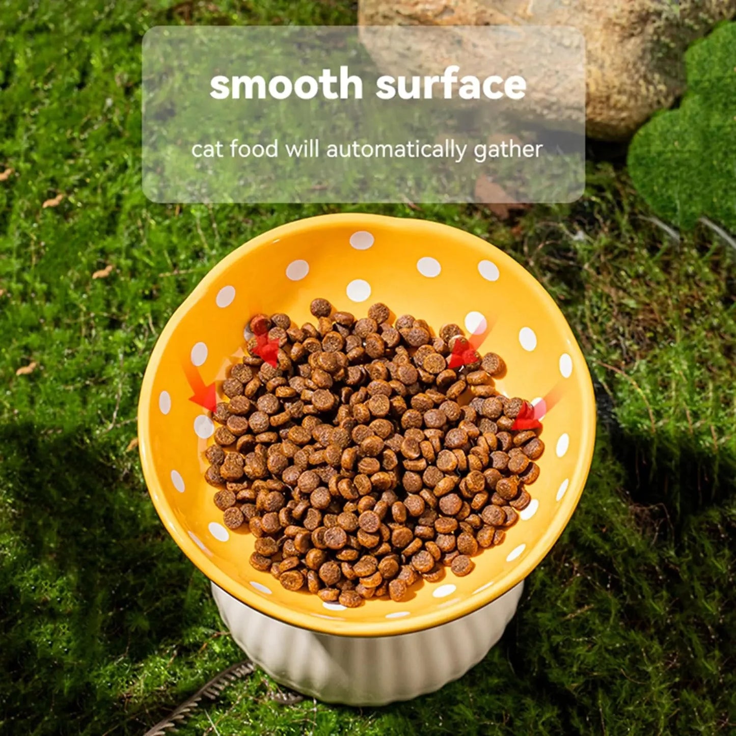 Verhoogde Keramische Kattenvoerbak - Paddenstoelvorm