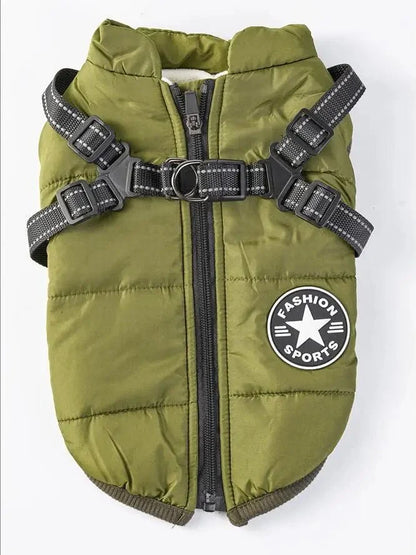 Warme Winterjas voor Honden met Ingebouwd Harnas