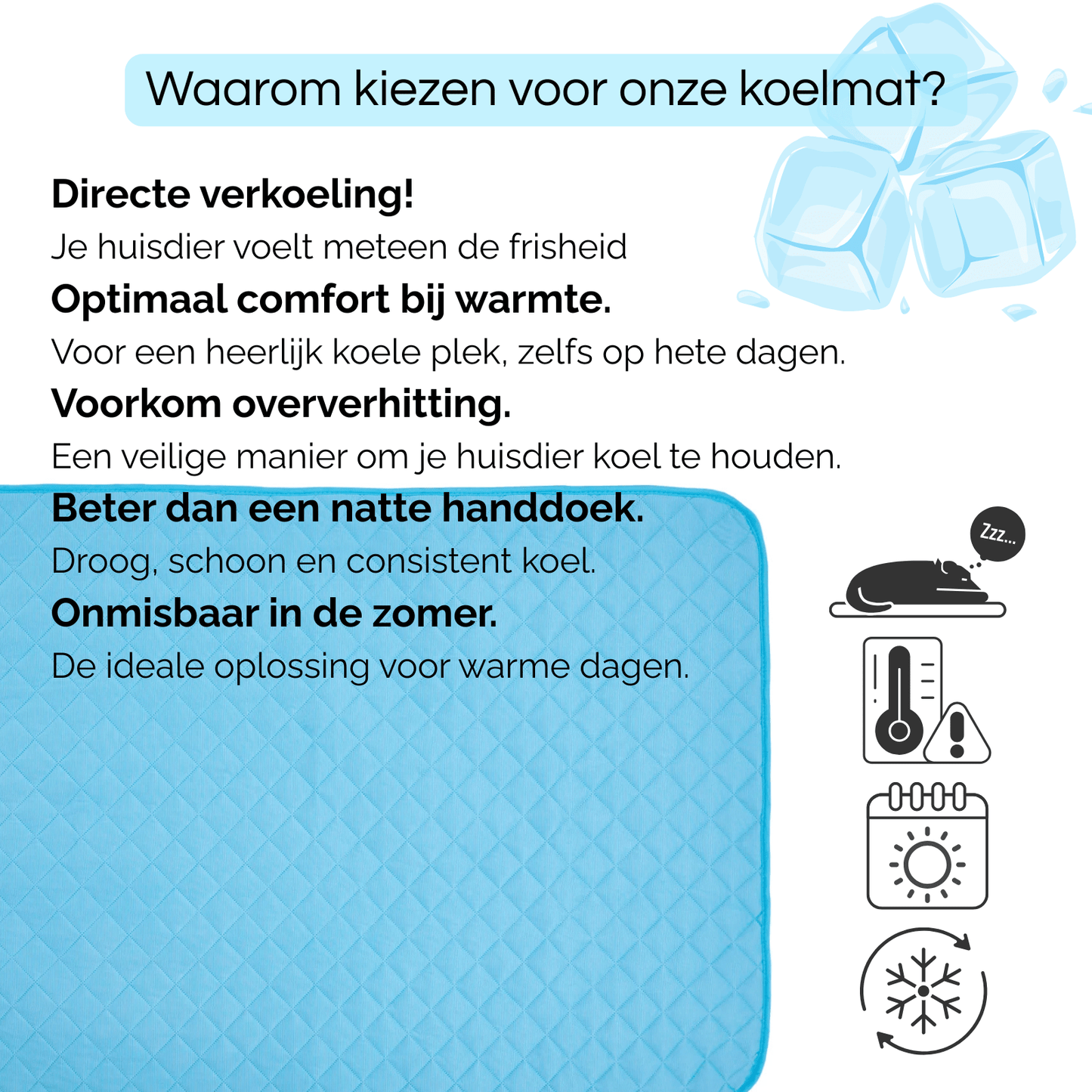 Hondenmat Zelfkoelend IJszijde – Wasbaar Reismat Voor Hond & Kat
