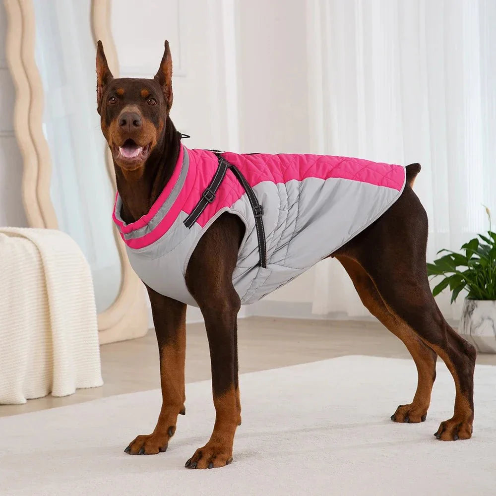 StormGuard Waterdichte Hondenjas met Harnas – Warme Reflecterende Winterjas voor Kleine & Grote Honden