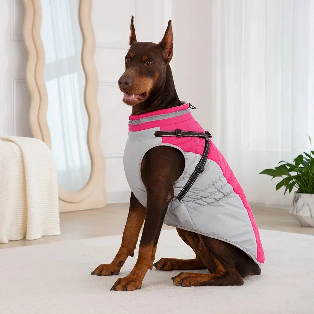 StormGuard Waterdichte Hondenjas met Harnas – Warme Reflecterende Winterjas voor Kleine & Grote Honden