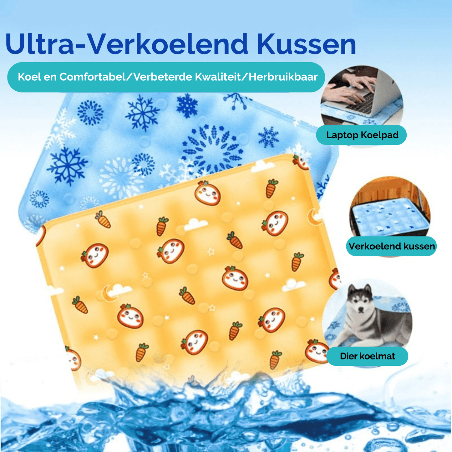 Hondenkussen Koelmat – Verkoelende Slaapmat PVC Droogijspoeder Binnen & Reizen